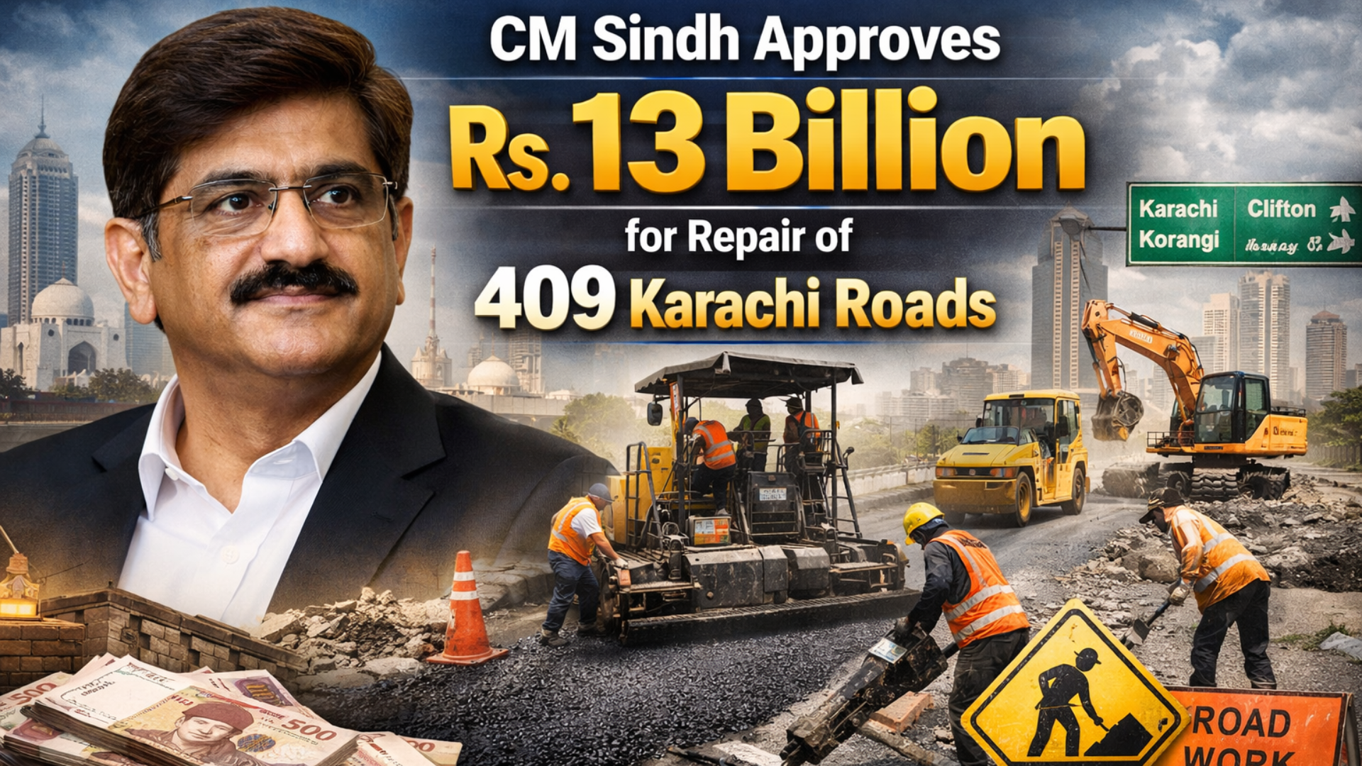 CM Sindh Approves Rs. 13 Billion for Repair of 409 Roads in Karachi