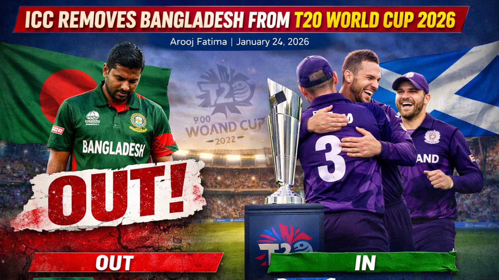 ICC Officially Removes Bangladesh From T20 World Cup 2026
