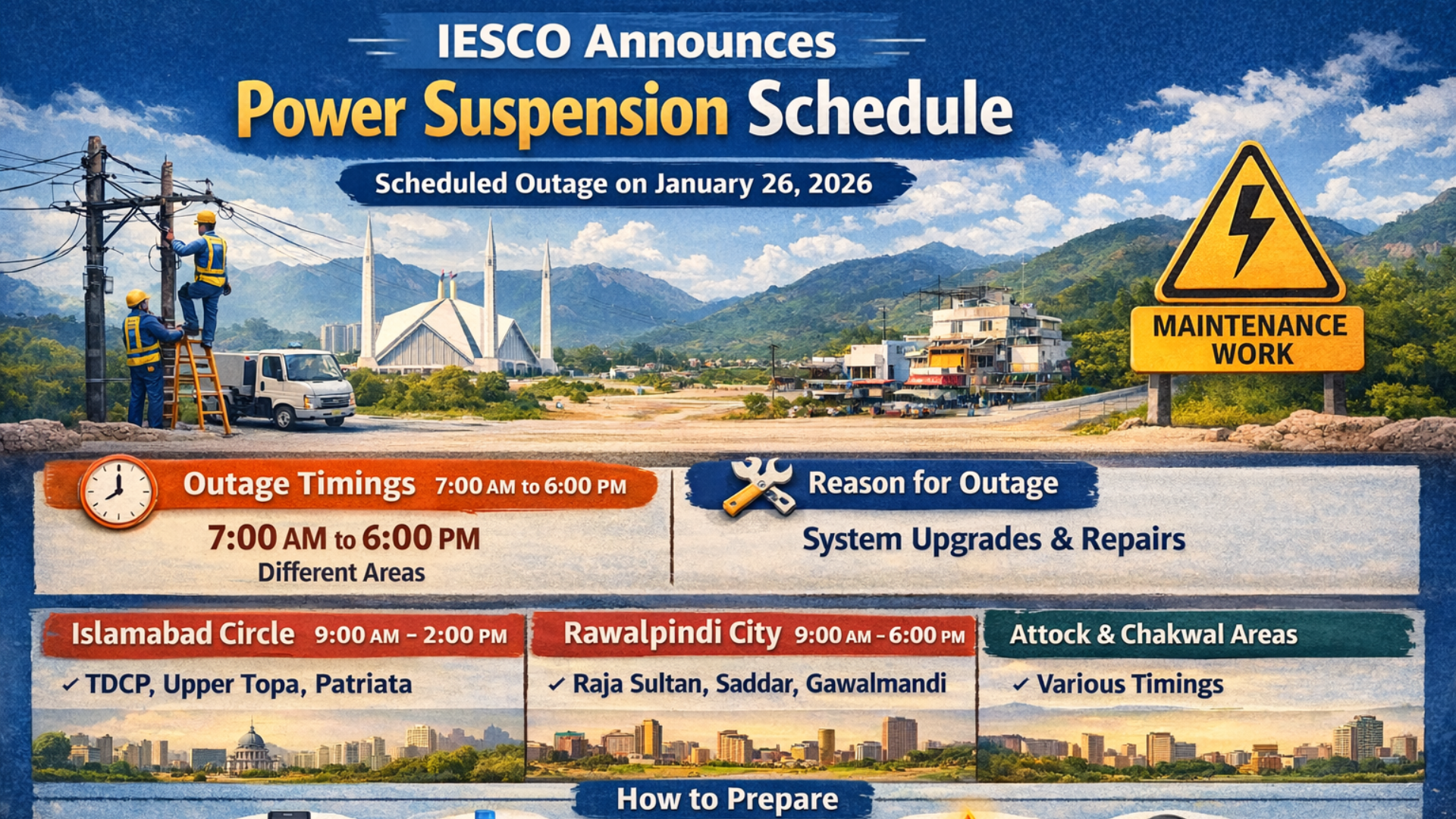 IESCO Announces Power Suspension Schedule for January 26, 2026