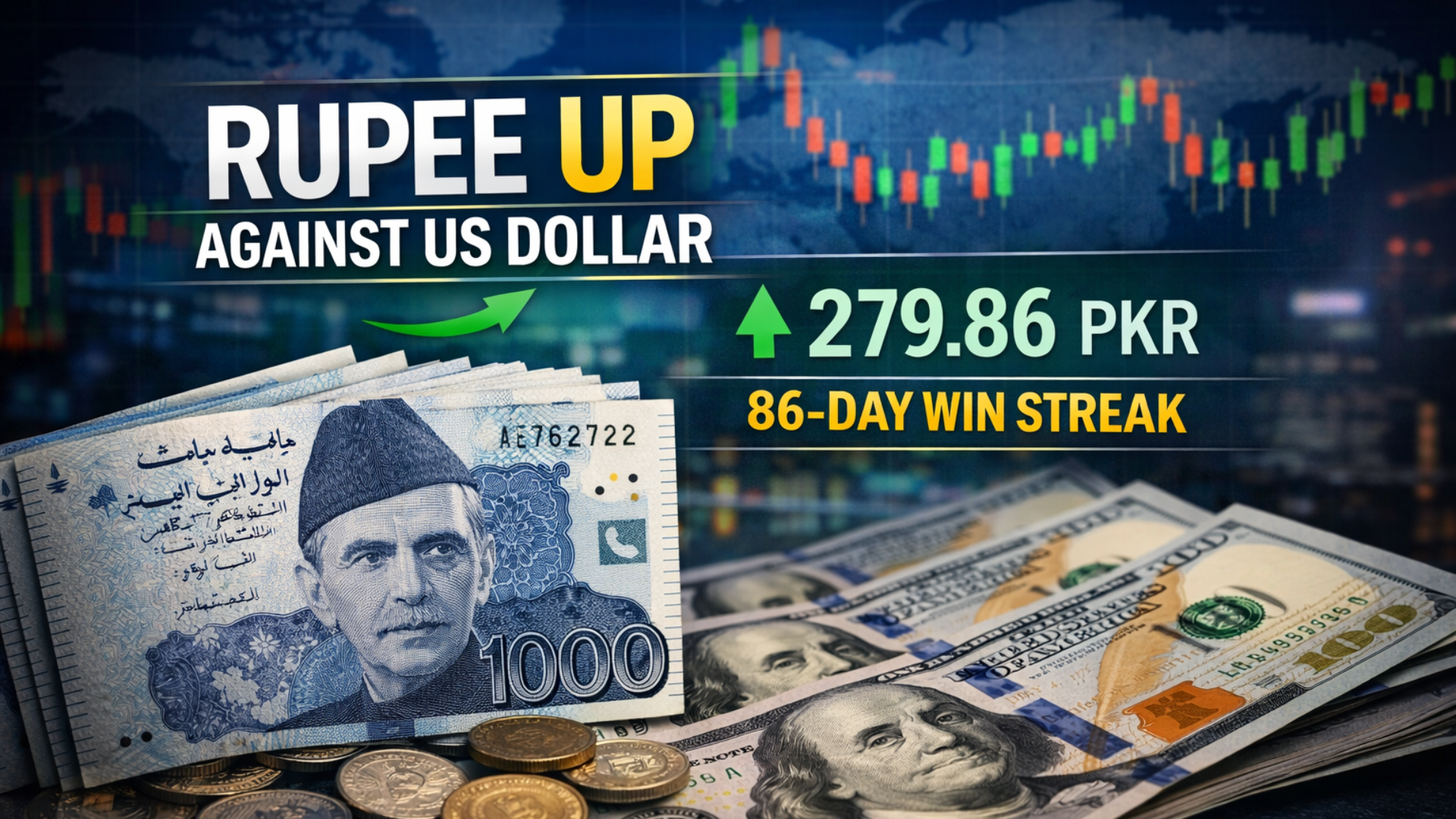 Pakistani Rupee Extends 86-Day Winning Streak Against US Dollar