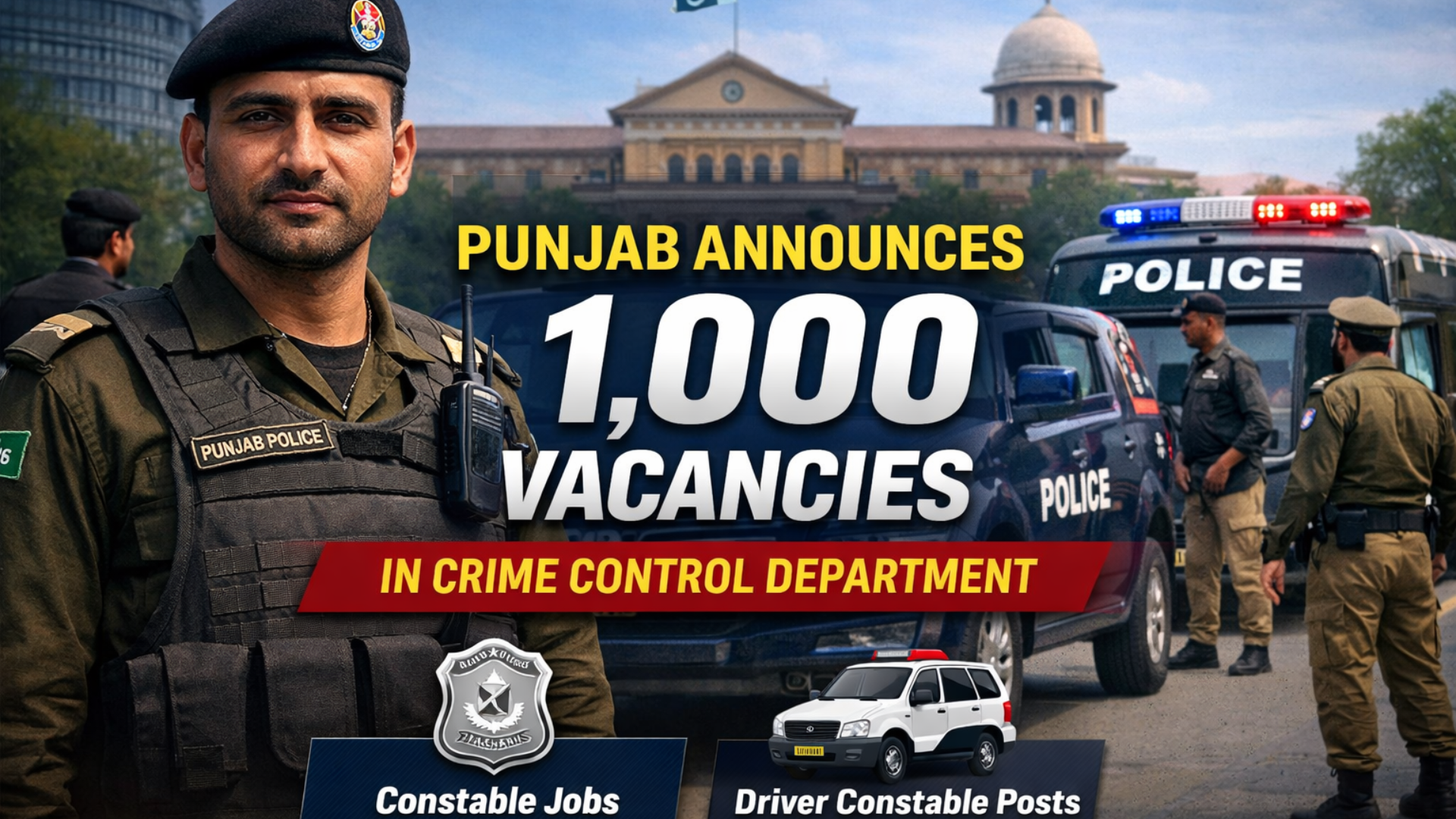 Punjab Announces 1,000 Vacancies in Crime Control Department (CCD)