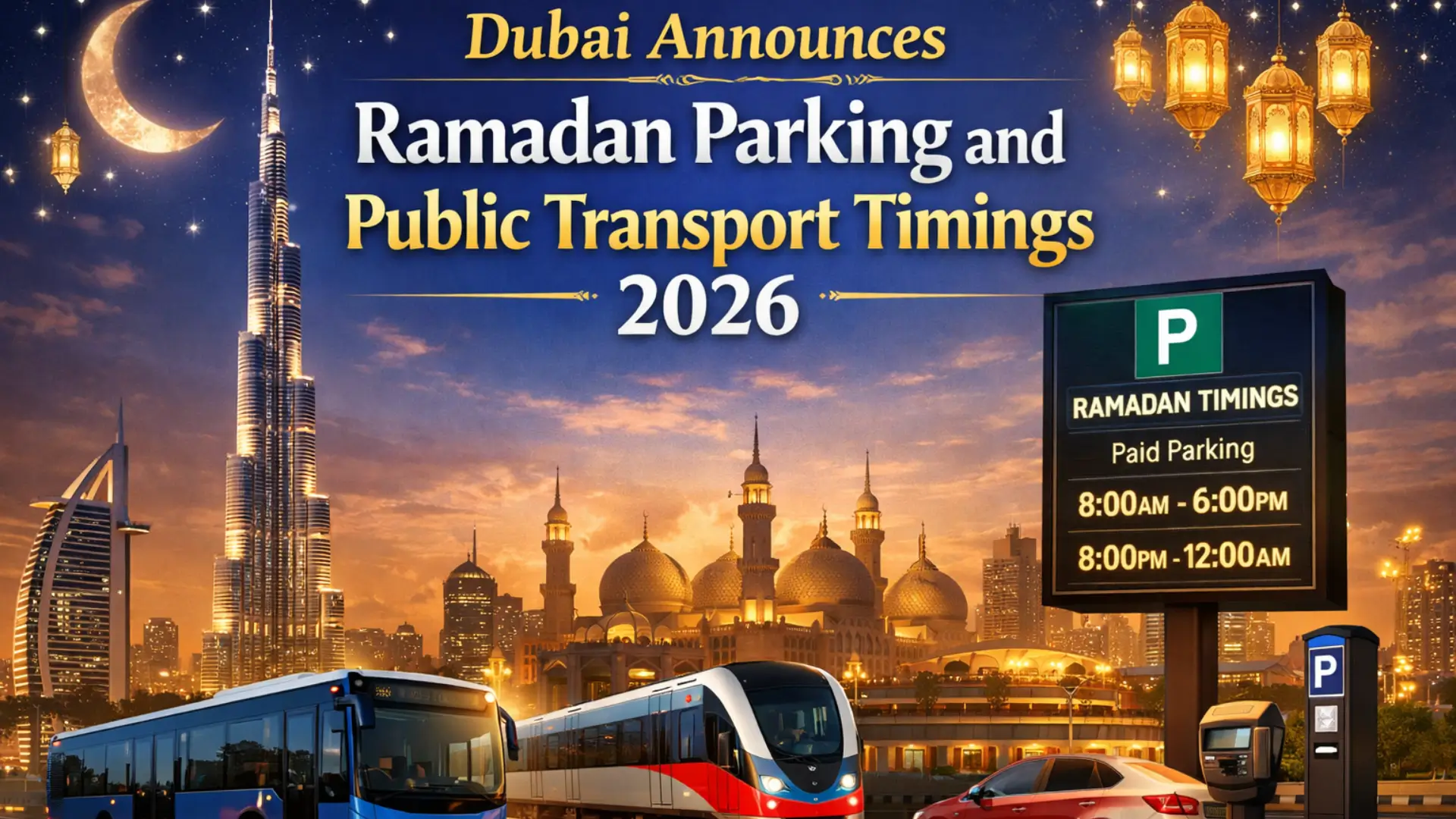 Dubai Announces Ramadan Parking and Public Transport Timings 2026