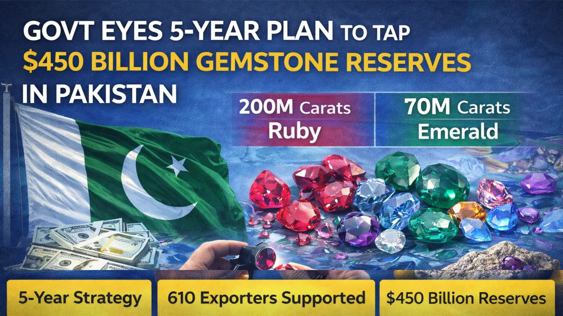 Govt Eyes 5-Year Plan to Tap $450 Billion Gemstone Reserves in Pakistan