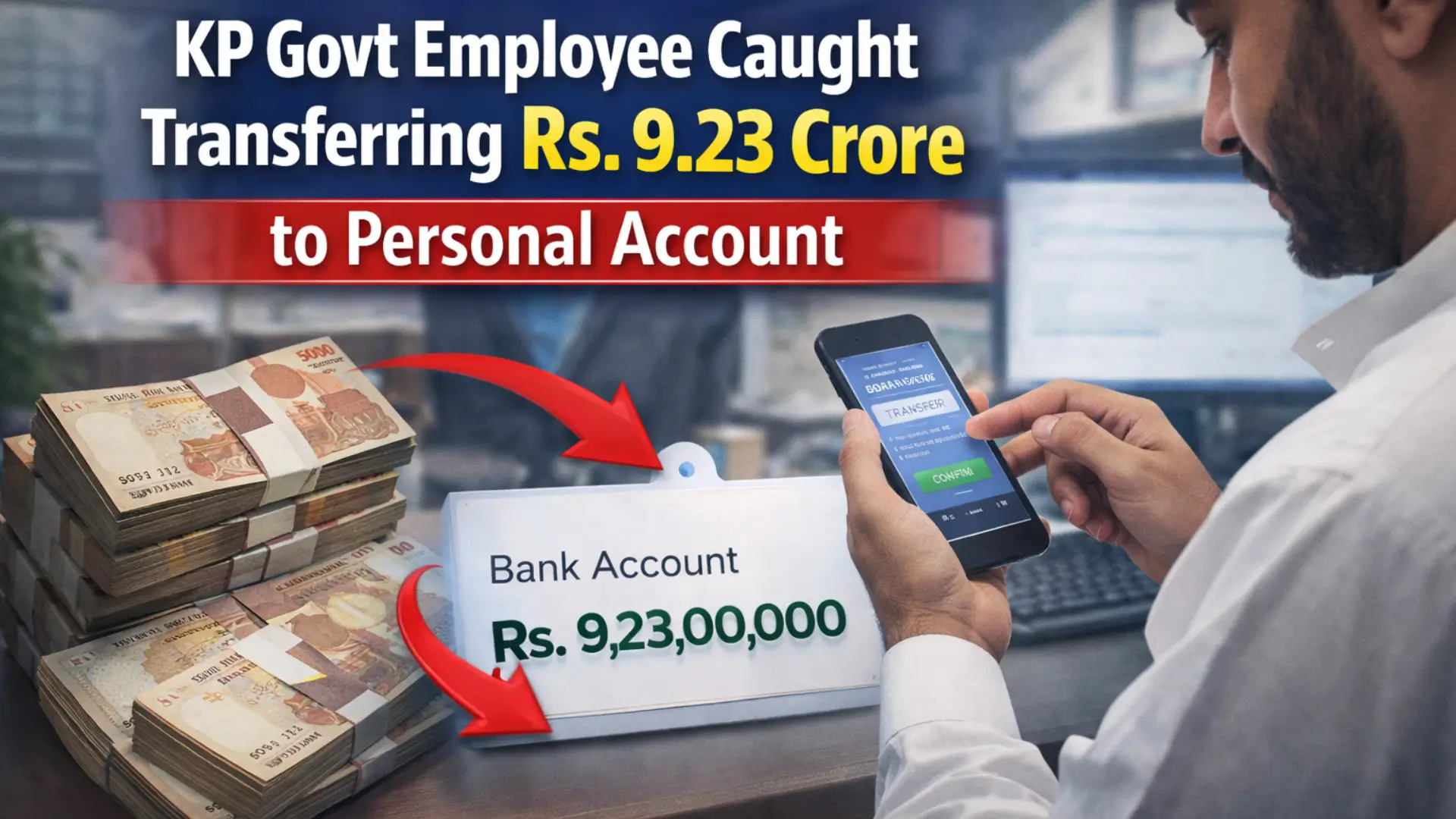 KP Govt Employee Caught Transferring Rs. 9.23 Crore to Personal Account