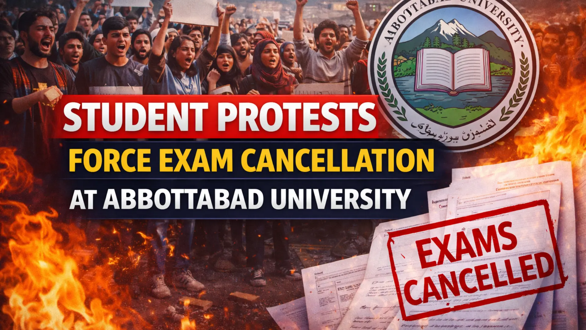 Student Protests Force Exam Cancellation at Abbottabad University